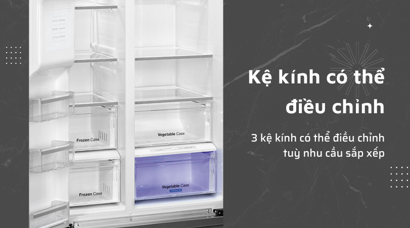 Kệ kính có thể điều chỉnh Tủ lạnh SMEG SBS662X 535.14.999
